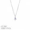 17470CR ANTIQUE SILVER CUBIC ZIRCONIA SHORT NECKLACE