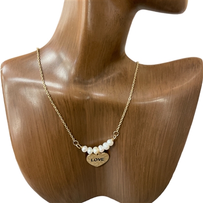 17488  FRESH WATER PEARL "LOVE" HEART NECKLACE