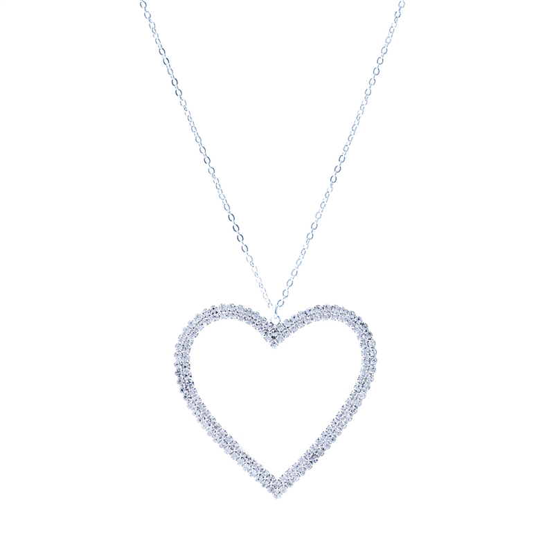 17510VCR-S  RHINESTONE HEART SHORT NECKLACE