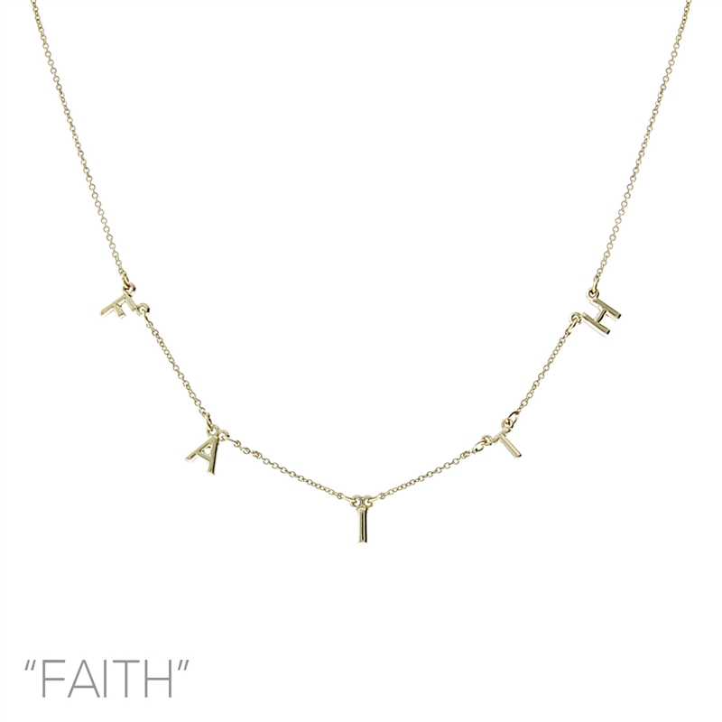 17558 GOLD "FAITH" INSPIRATIONAL SHORT NECKLACE