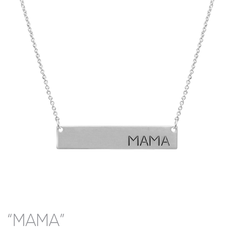 17610 SILVER MAMA BAR THIN SHORT NECKLACE