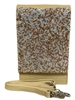 1761BC  BROWN RHINESTONE CREAM CROSSBODY BAG