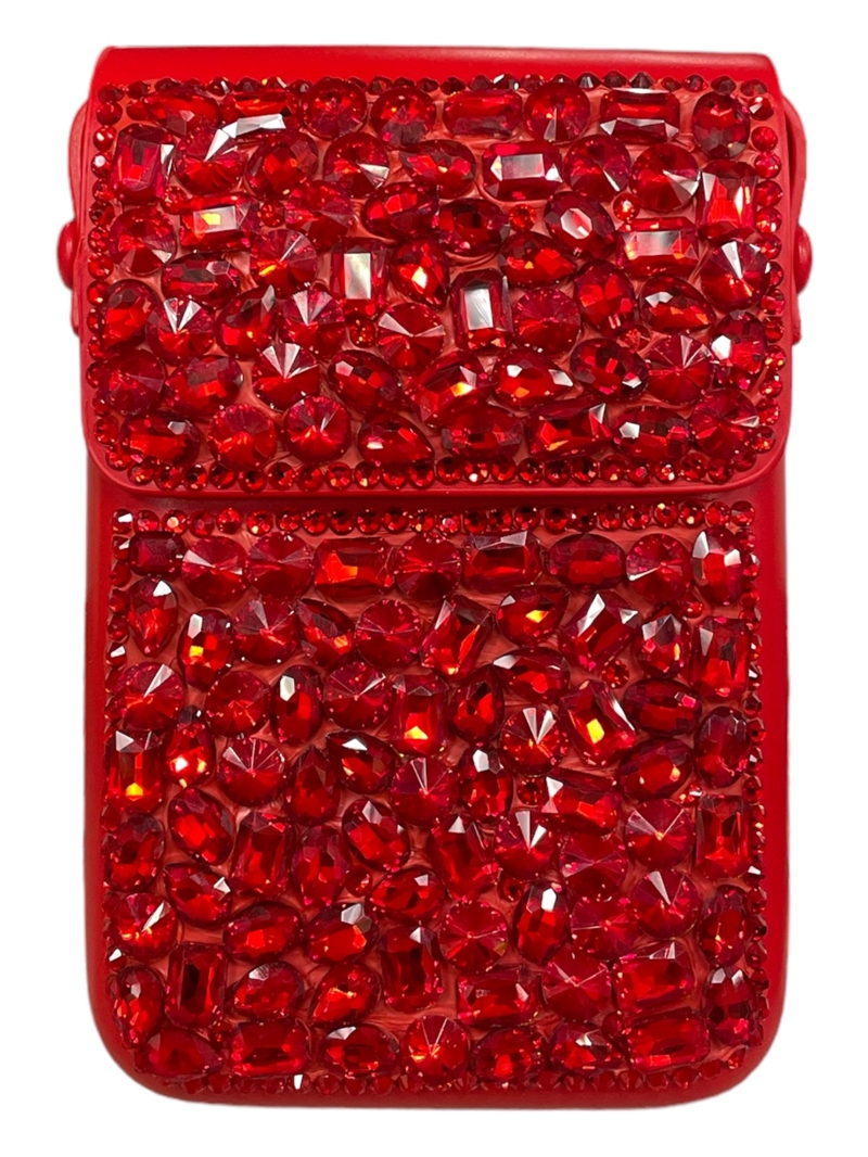 1762RD RED RHINESTONE CROSSBODY BAG