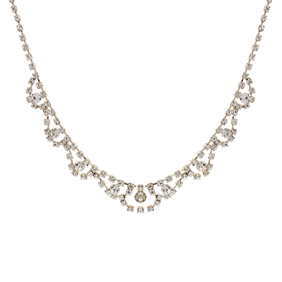 17647CR DRAPE RHINESTONE SHORT FORMAL NECKLACE