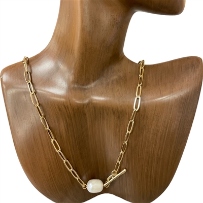 17700 FRESH WATER PEARL GOLD TOGGLE NECKLACE