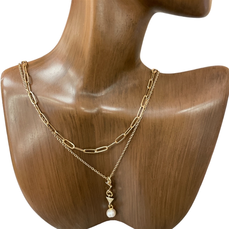 17703 TRIANGLE LAYER FRESH WATER PEARL NECKLACE