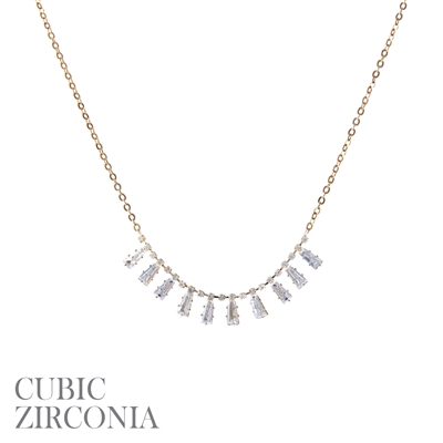 17713 THIN BAGUETTE CRYSTAL SHORT NECKLACE