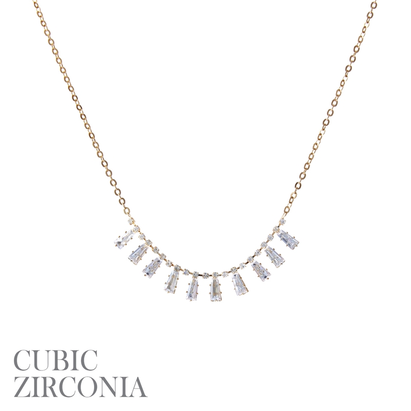 17713 THIN BAGUETTE CRYSTAL SHORT NECKLACE