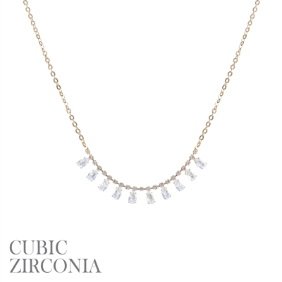 17715 THIN TEARDROP CRYSTAL SHORT NECKLACE