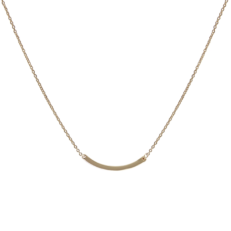 17718 GOLD ANTIQUE SMALL CURVED BAR THIN NECKLACE