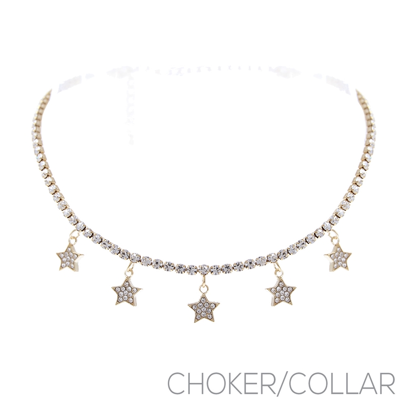 17741 RHINESTONE FORMAL STAR DROP NECKLACE