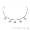 17742 RHINESTONE FORMAL HEART DROP NECKLACE