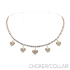 17742 RHINESTONE FORMAL HEART DROP NECKLACE