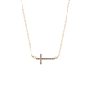 17804 RHINESTONE SIDEWAYS CROSS SHORT NECKLACE