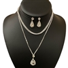 17882 SMALL RHINESTONE TEARDROP 2PCS  SET NECKLACE