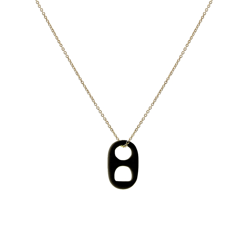 17888JT MATTE BLACK SODA TAP THIN SHORT GOLD NECKLACE