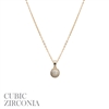 17915 CZ PAVE ROUND SHORT THIN NECKLACE