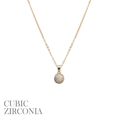 17915 CZ PAVE ROUND SHORT THIN NECKLACE