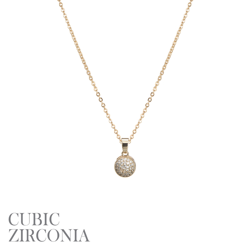 17915 CZ PAVE ROUND SHORT THIN NECKLACE