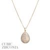 17923 CZ PAVE TEARDROP THIN SHORT NECKLACE