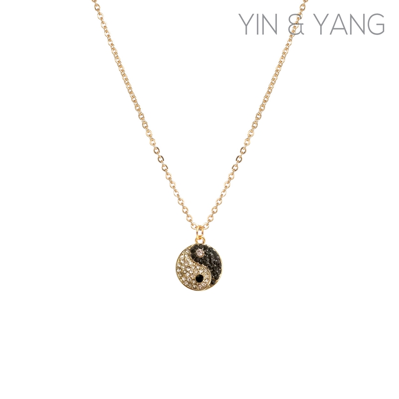 17932 RHINESTONE SMALL YIN & YANG THIN NECKLACE