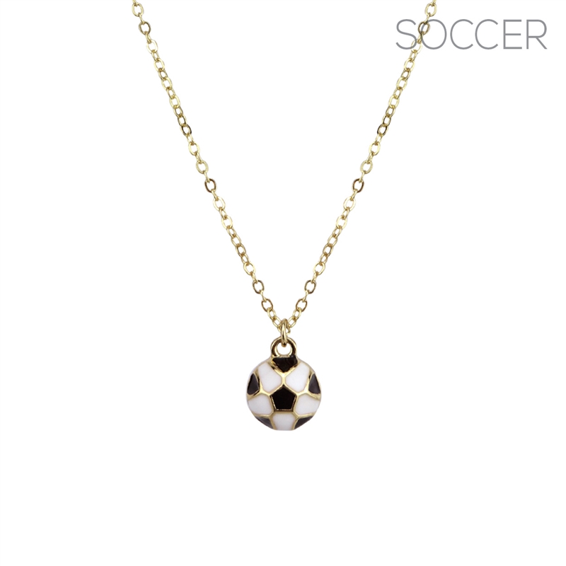 17964 GOLD SOCCER BALL EPOXY SHORT THIN NECKLACE