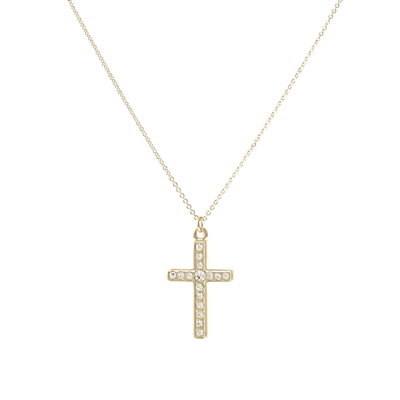 17974 SMALL RHINESTONE LATIN CROSS SHORT NECKLACE