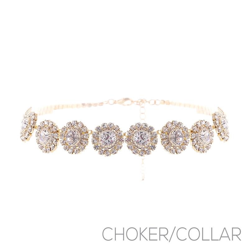 17984 RHINESTONE ROUND HALO CHOKER