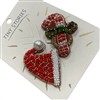 18-0238  CHRISTMAS RED HAT & CANDY 2PC PIN BROOCH