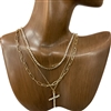 18025 RHINESTONE CROSS CHAIN NECKLACE SET OF 3