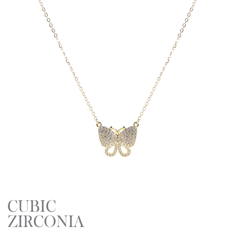 18043CR HOLLOW- WING- BUTTERFLY NECKLACE