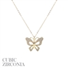 18045 CZ LARGE HOLLOW BUTTERFLY  PENDANT SHORT NECKLACE