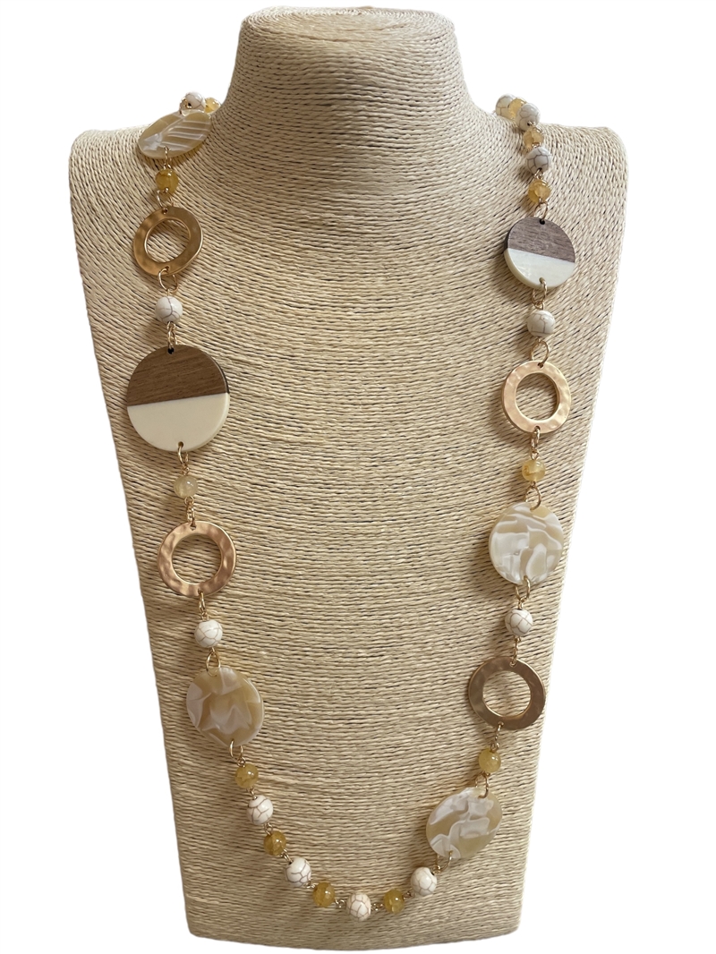180CM  CREAM GEOMETRIC ACRYLIC NECKLACE
