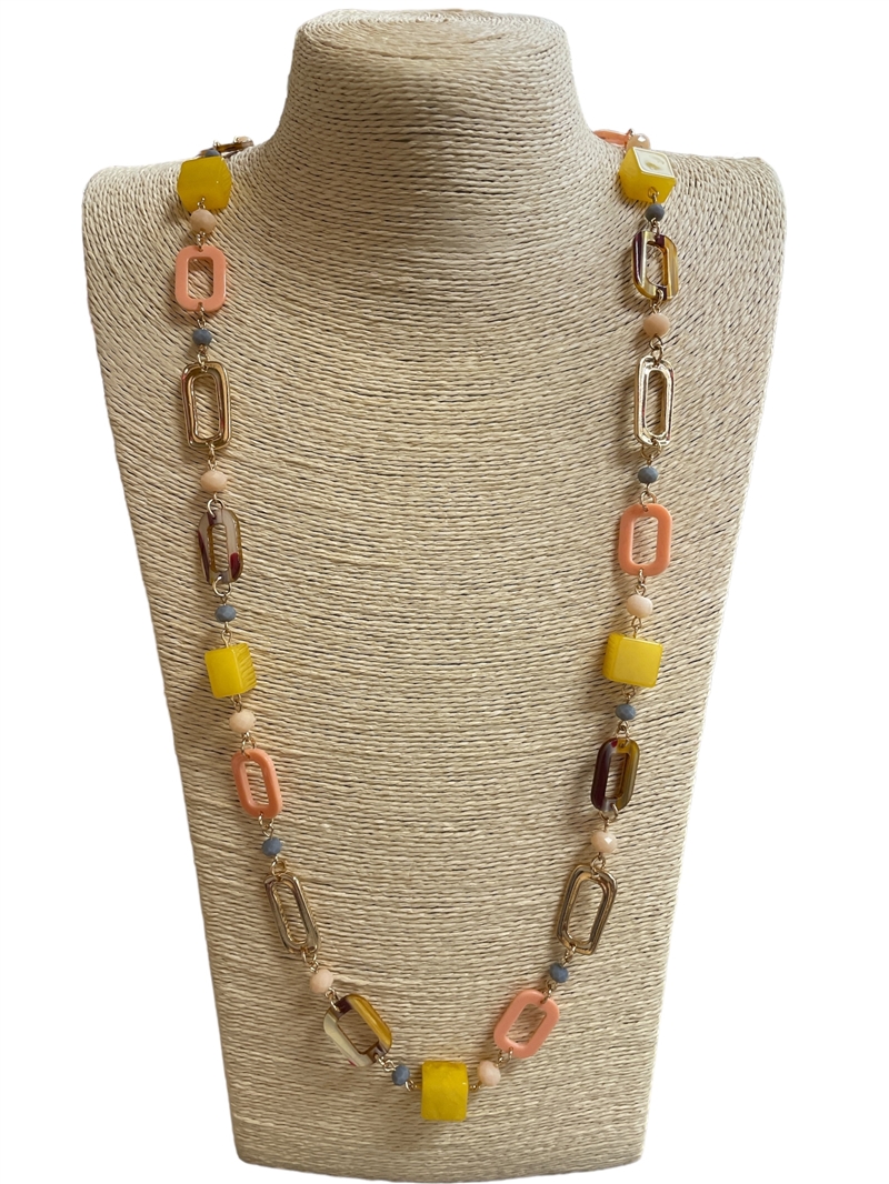 180OY  ORANGE & YELLOW LONG NECKLACE