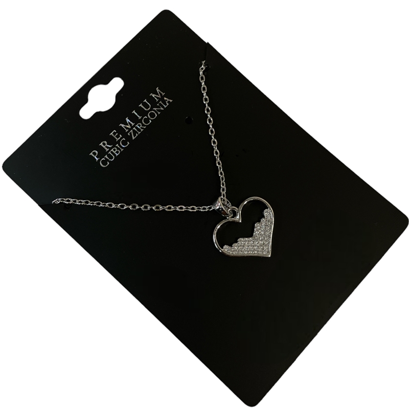 18264 CUBIC ZIRCONIA HEART SHORT NECKLACE