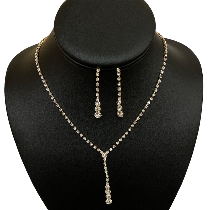 18274 SILVER RHINESTONES SET NECKLACE