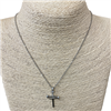 18296 SMALL SILVER  CROSS BAR NECKLACE