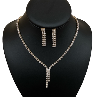 18378 GOLD RHINESTONES  SET NECKLACE