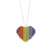 18440 RHINESTONE MULTI HEART SHORT NECKLACE