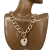 18463VCR CHUNKY CHAIN RHINESTONE HEART NECKLACE