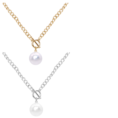18473WH 17mm single pearl short necklace