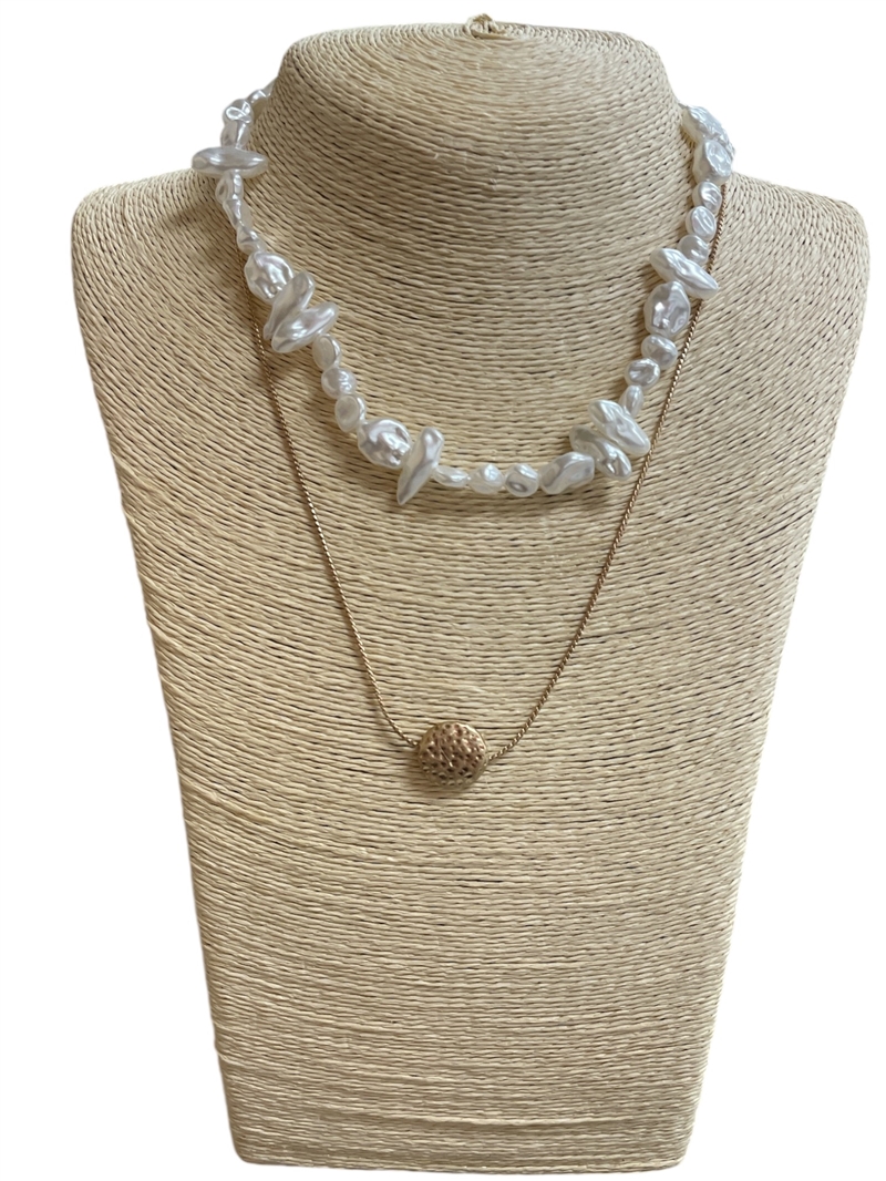 18481 LAYERED PEARL GOLD NECKLACE