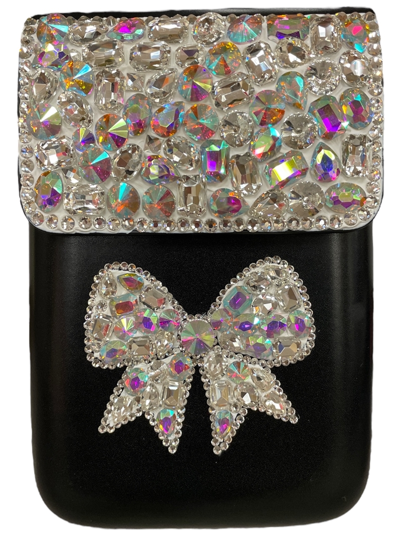 1862BK  BLACK & AB BOW RHINESTONE CROSSBODY BAG