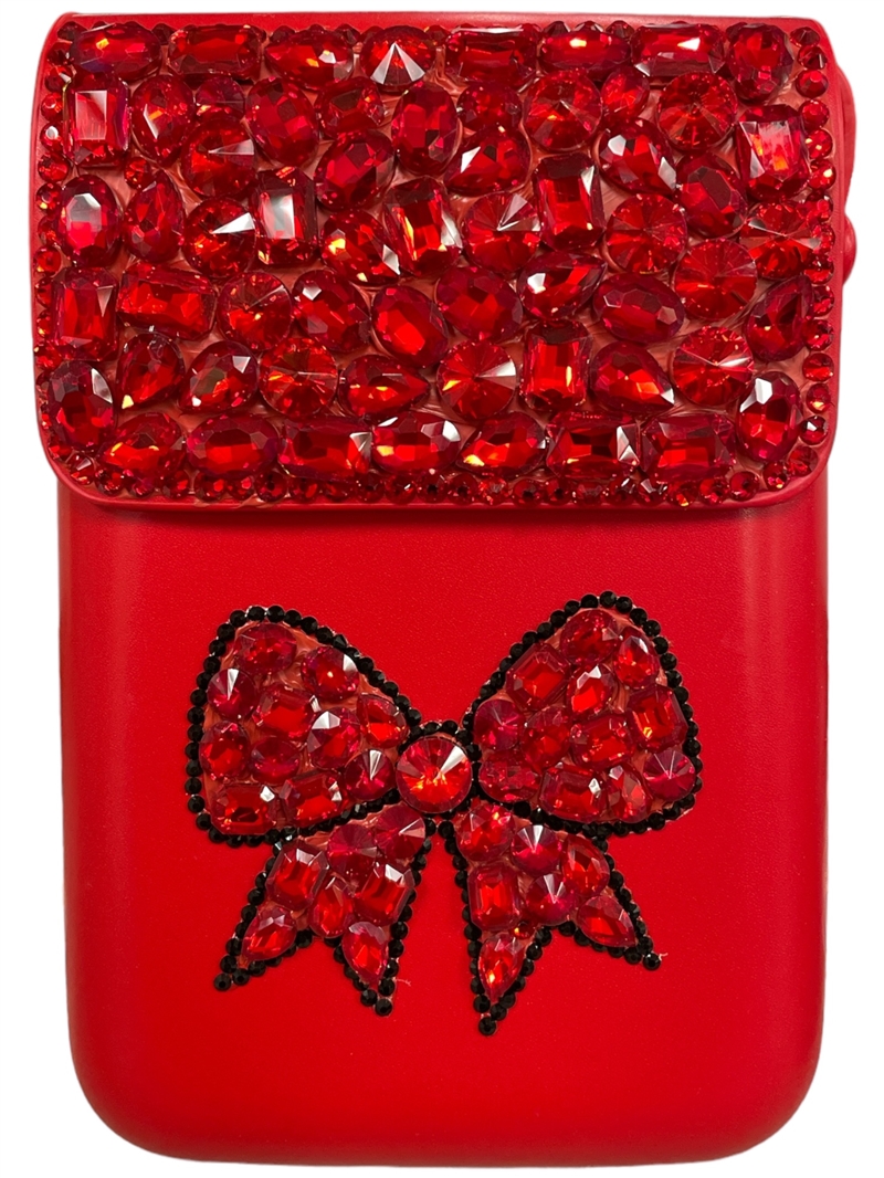 1862RD  RED BOW RHINESTONE CROSSBODY BAG