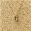 18633 ''C'' INITIAL PENDANT CUBIC ZIRCONIA SHORT GOLD NECKLACE