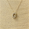 18633 ''G'' INITIAL PENDANT CUBIC ZIRCONIA SHORT GOLD NECKLACE