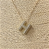 18633 ''H'' INITIAL PENDANT CUBIC ZIRCONIA SHORT GOLD NECKLACE