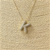 18633 ''K'' INITIAL PENDANT CUBIC ZIRCONIA SHORT GOLD NECKLACE