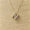 18633 ''N'' INITIAL PENDANT CUBIC ZIRCONIA SHORT GOLD NECKLACE