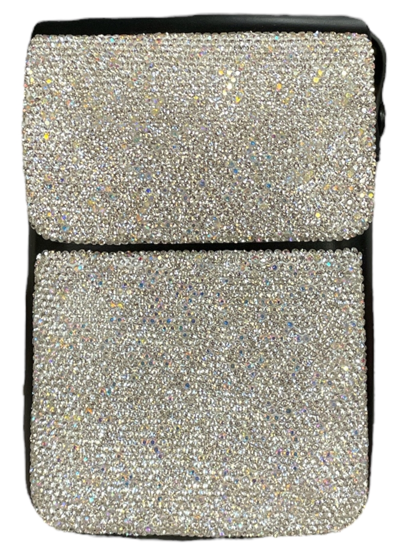 1863B  BLACK & SILVER RHINESTONE CROSSBODY BAG